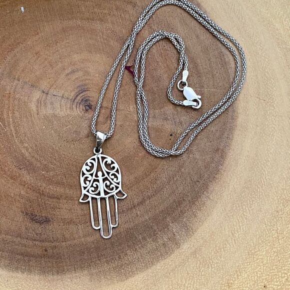 Hamza Sterling Silver Popcorn Chain Necklace - Picture 4 of 6